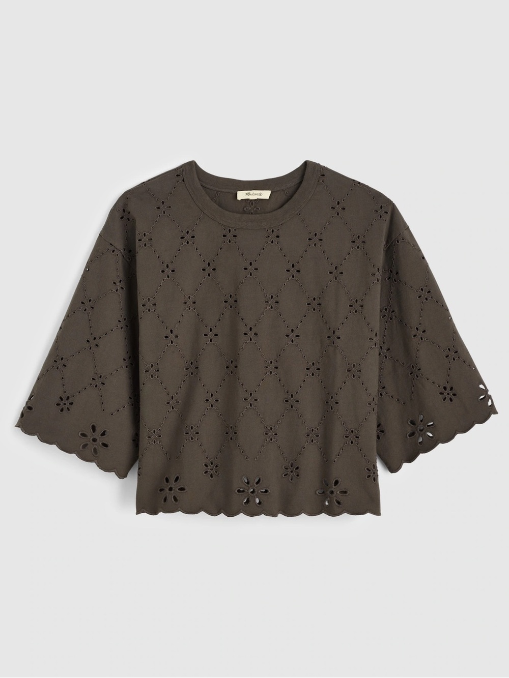 Madewell The Embroidered Boxy Crop Tee in Allday Jersey - Picture 6 of 8
